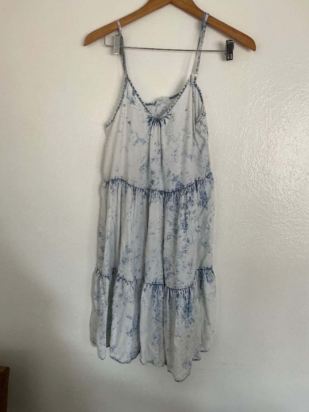 Threads & Supply Blue Tie-Dye Tiered Mini Dress Sz S